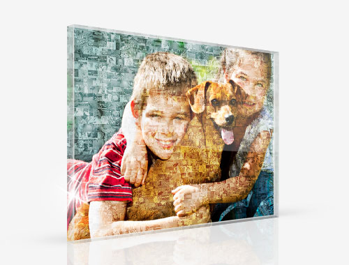Foto metacrilato con mosaico perro
