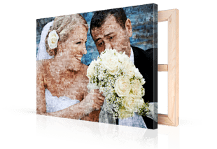 Foto mosaico sobre lienzo pareja boda pequeño