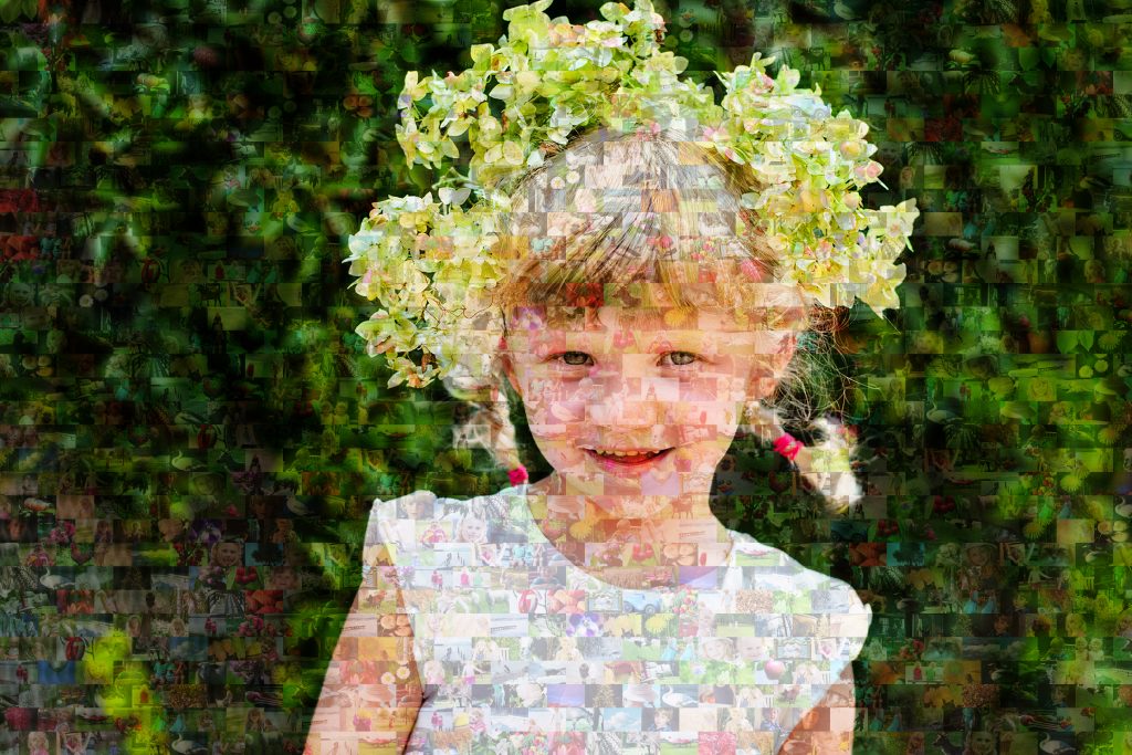 zoom mosaico niña